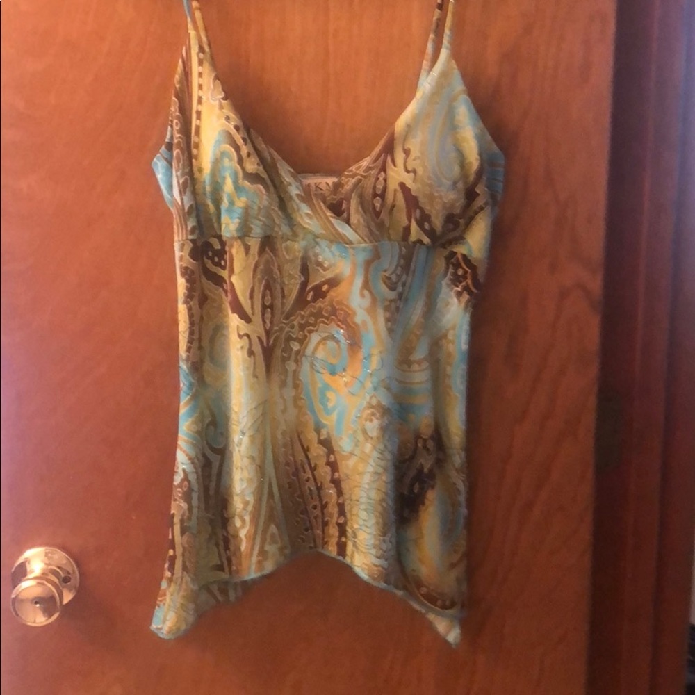 Asymmetrical spaghetti string tank top